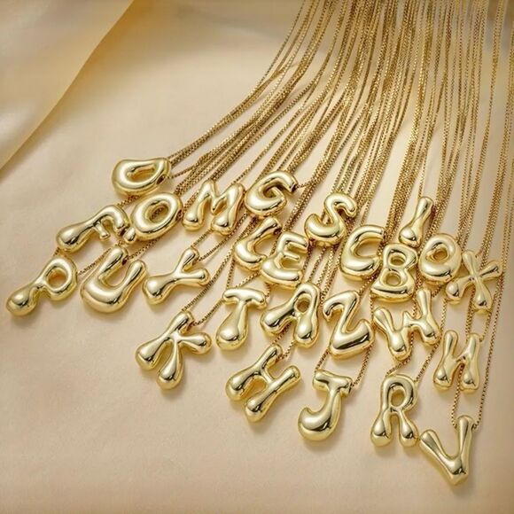 Bubble Letter Monogram Necklace - Picture 2 of 5